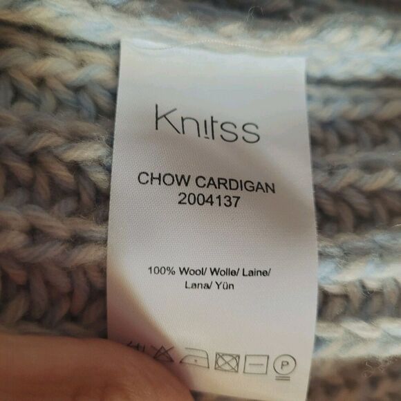 Womens 100% Wool Cardigan Sweater Size Medium Blue Open Chunky Knit Long Sleeve - Picture 3 of 8